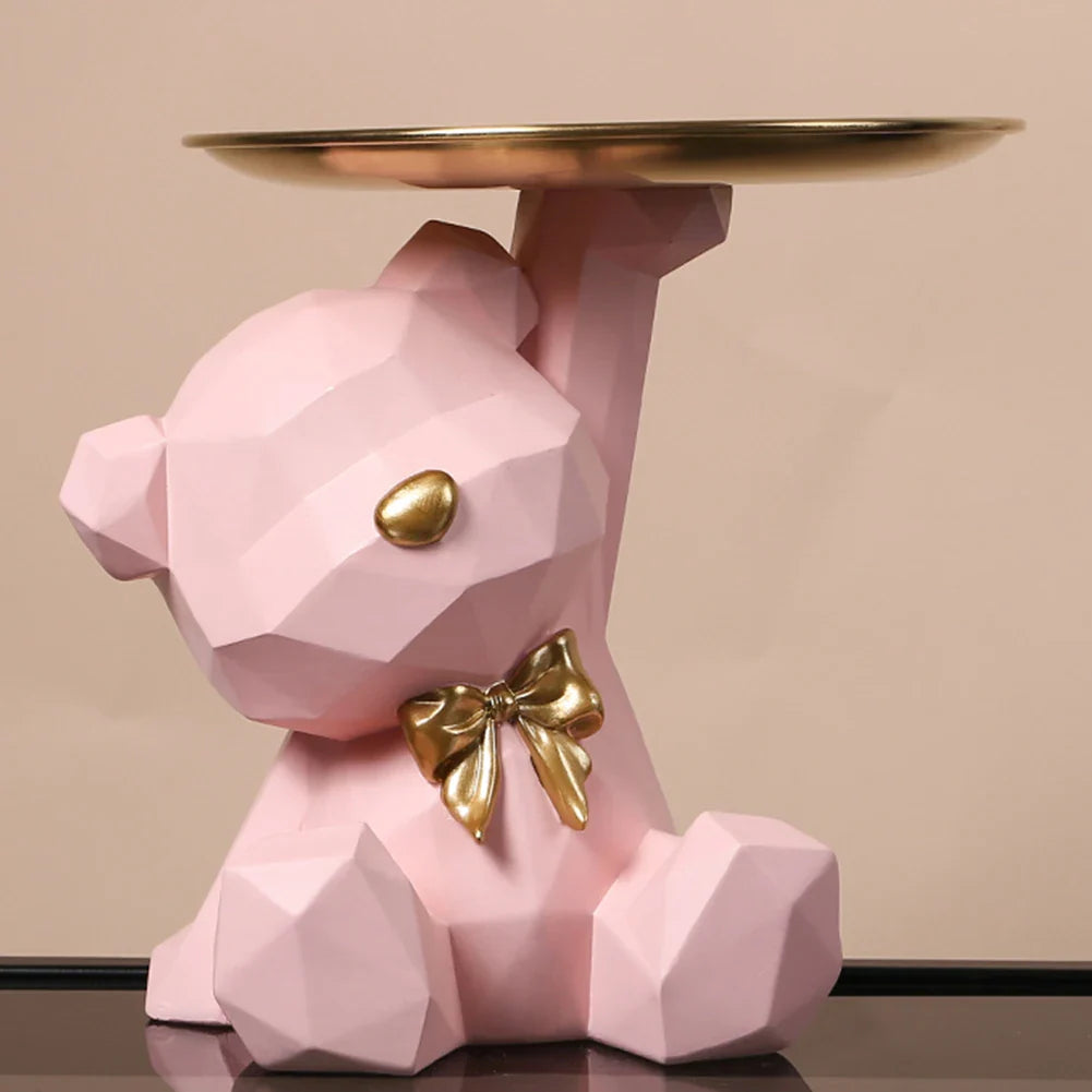 Moduro GridBear | Dekofigur Mit Schale | Geometrisches Design | Schlüsselablage Für Flur & Tisch | Geschenkidee Modern