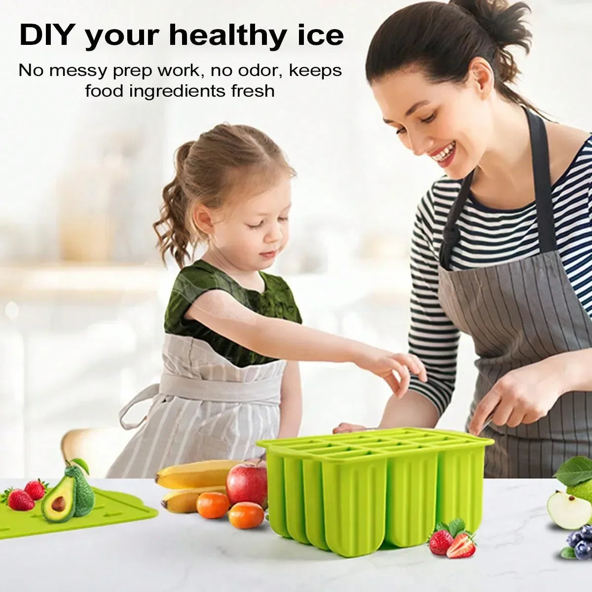 PopFreeze | Silikon Eisformen-Set | BPA-frei & Wiederverwendbar | Mit Holzstielen für DIY Eis