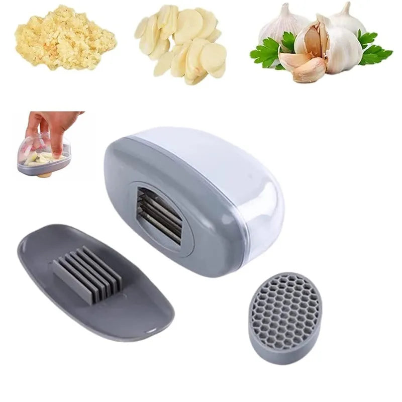 CookMate | Knoblauchschneider 2-in-1 | Edelstahlklingen & Silikongriff | Küche & Kochen