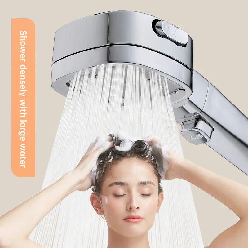 Jetiva Duschkopf | 3 Strahlarten | Druckverstärkend & Wassersparend | Silber Design