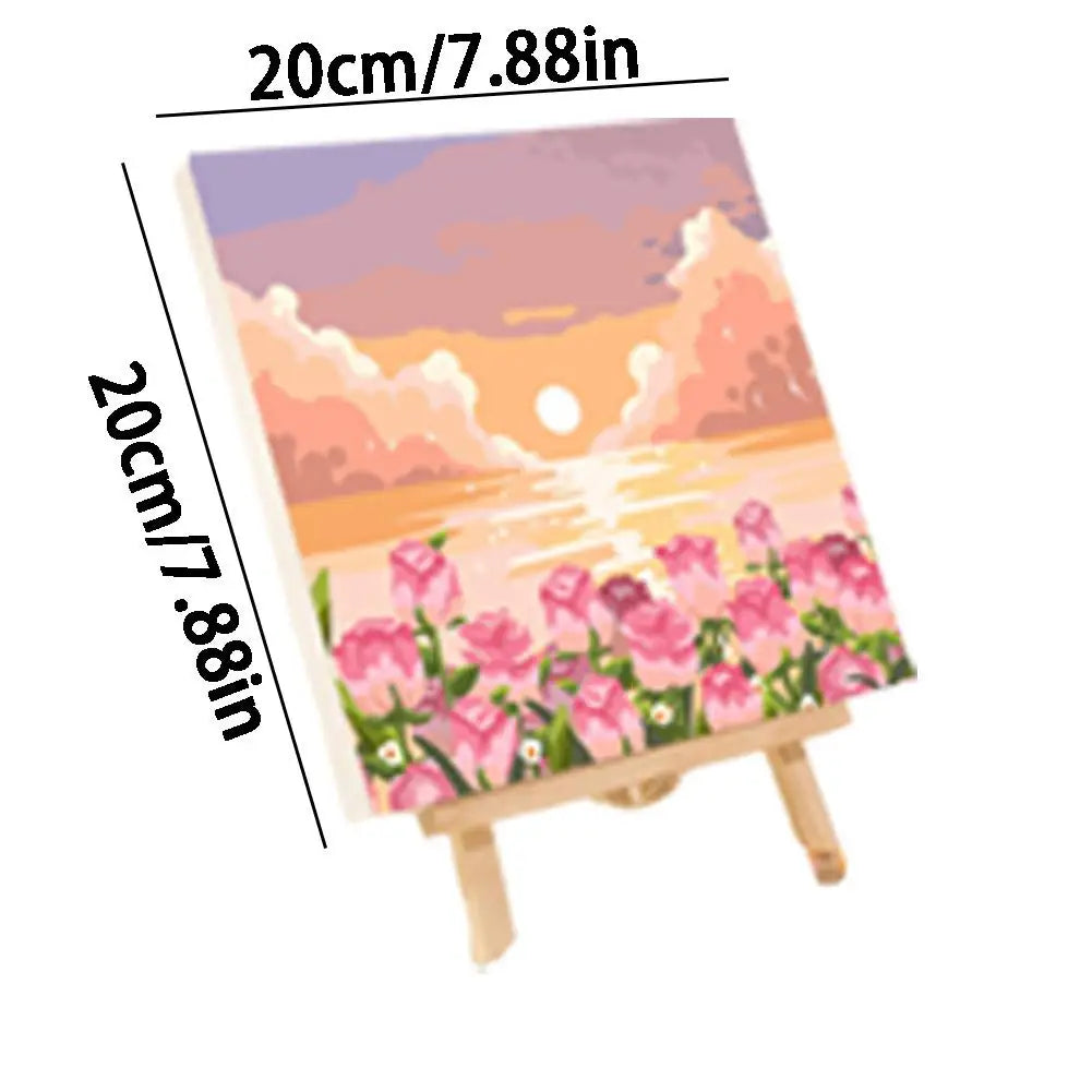 ArtMoment Malen-nach-Zahlen-Set | Abstrakte Sonnenuntergangslandschaft | Komplettes DIY-Kunstwerk