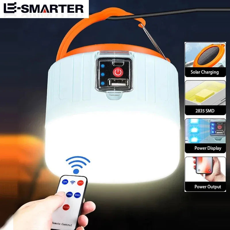 Solance LED Campinglampe | Solar & USB | 3 Modi & Fernbedienung | 60W Outdoor Laterne