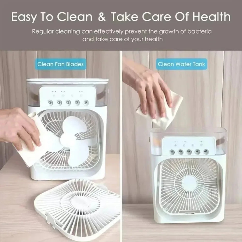 Auronix Mini Luftkühler | 3-in-1 Ventilator mit LED & Befeuchter | USB | 600ml Tank