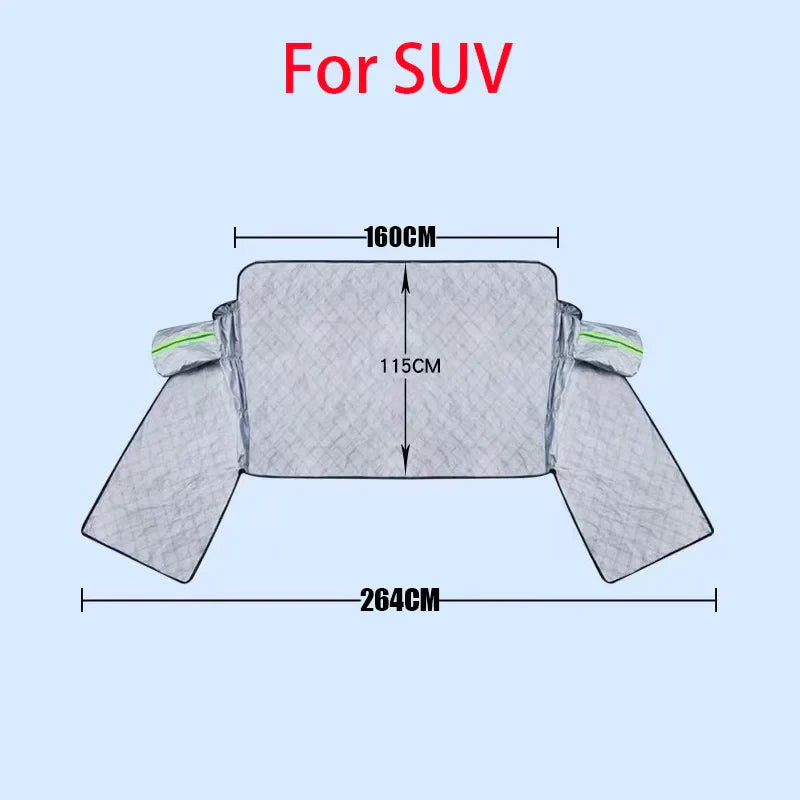 FrostGuard Ultra | Extra Große Windschutzscheibenabdeckung für Autos | 3-Panel Fensterdesign | Schützt vor Schnee, Eis, Sonne & Staub | Windbeständig & Einfach zu Installieren