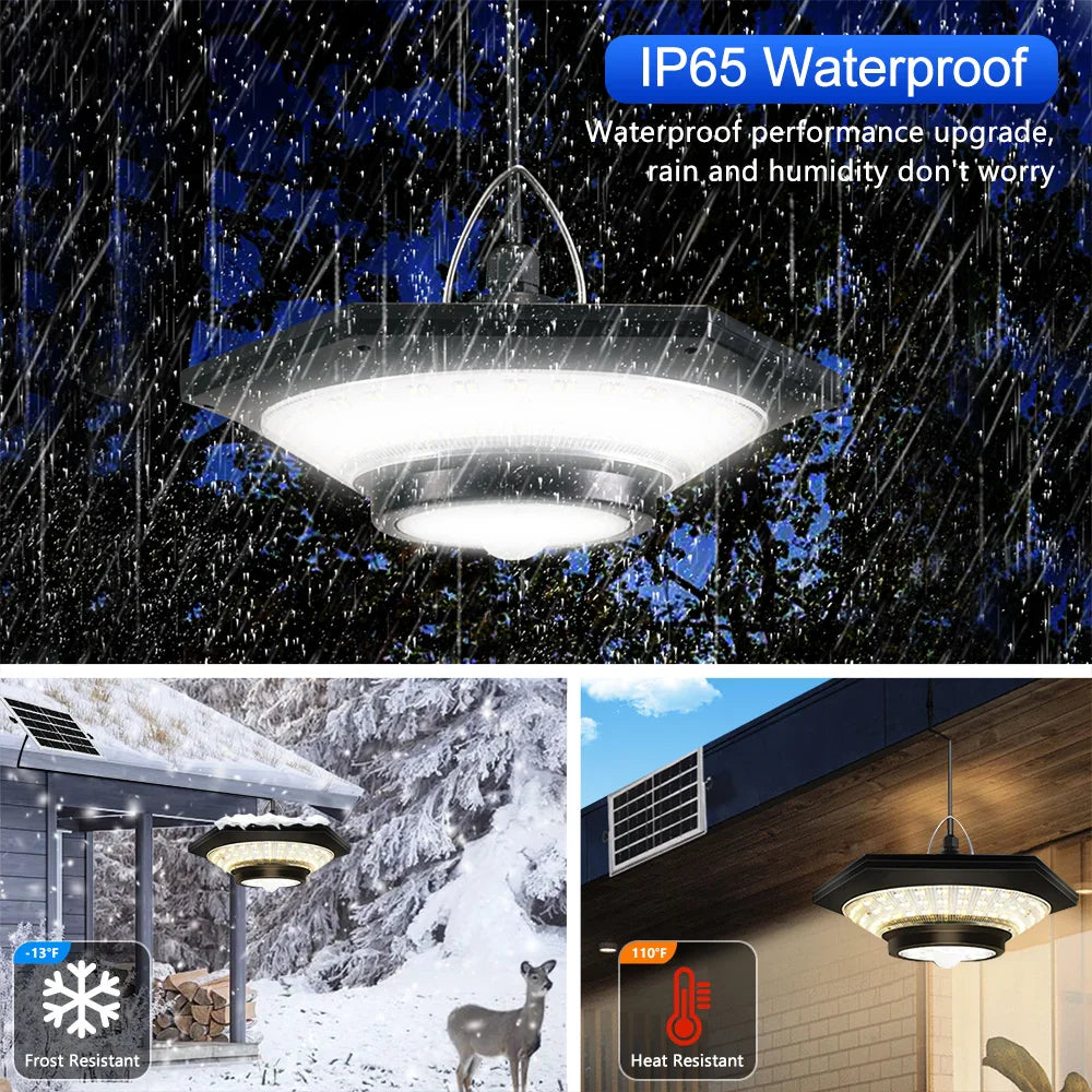 Lumitor Solar Hängelampe | Mit Fernbedienung & 360° Licht | 228 LEDs & 4400mAh Akku | IP65 Außen & Innen