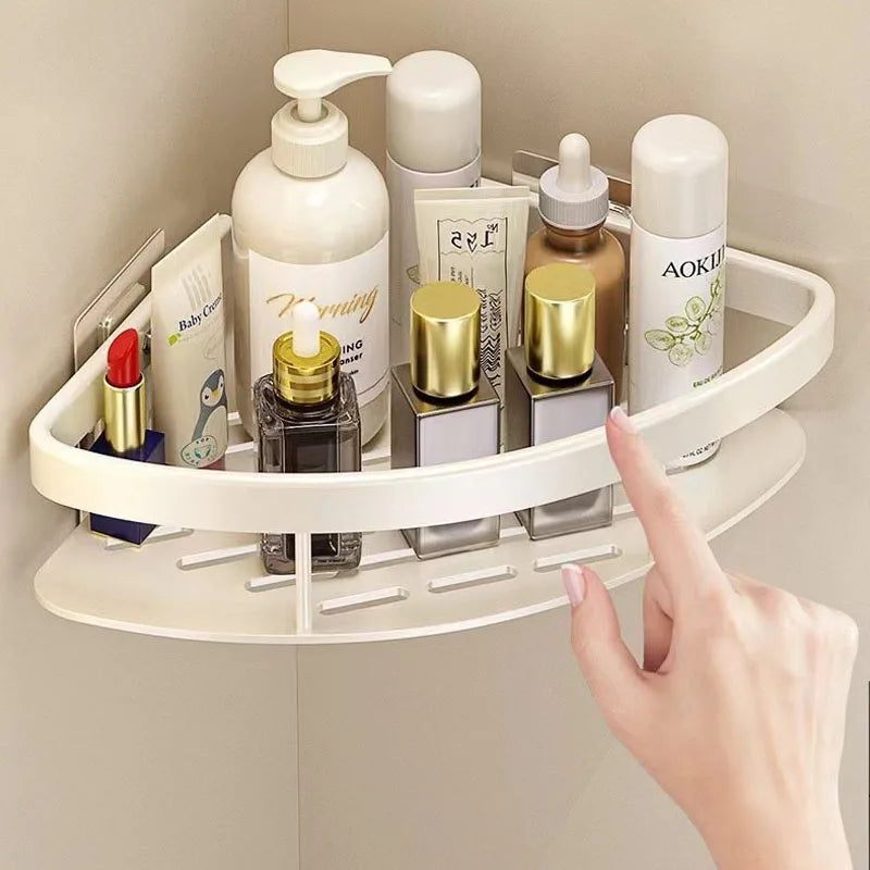 CornerLux | Eck-Duschablage ohne Bohren | Rostfrei & Platzsparend | Für Shampoo, Seifen & Badaccessoires