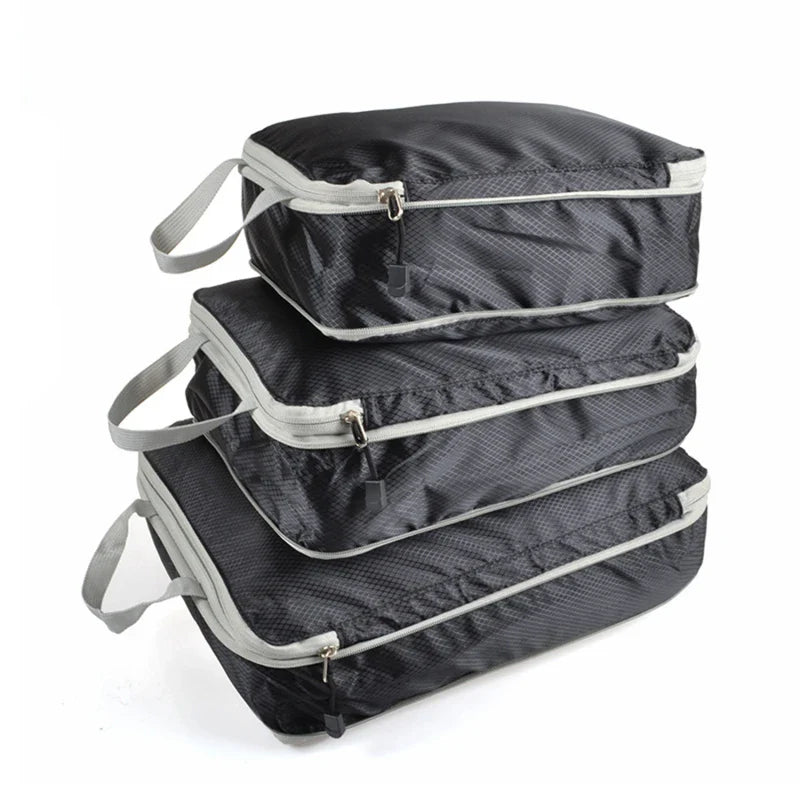 PackMate | Kompressions-Reiseset | Platzsparend & Organisiert | Atmungsaktive Mesh-Taschen