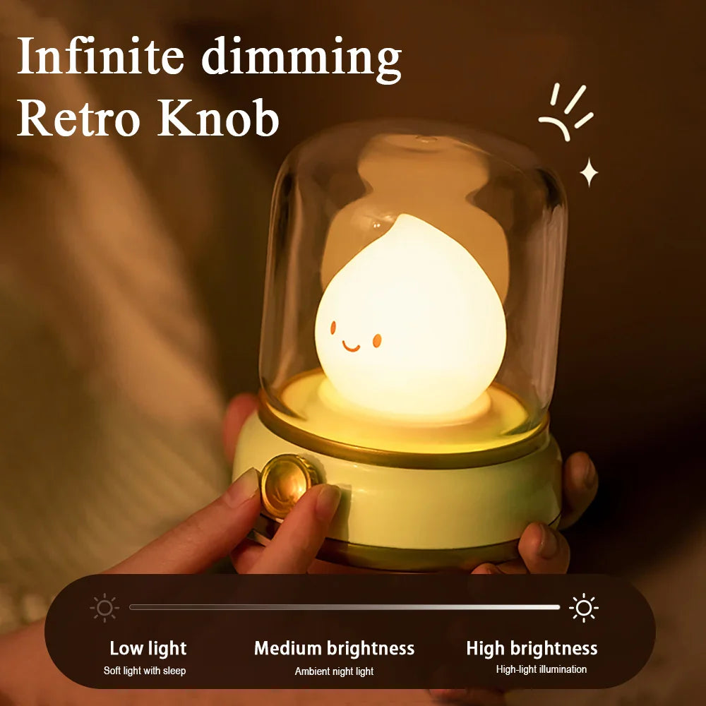 AmberGlow LED Nachtlampe | Retro-Design & USB-Akku | Für Schlafzimmer, Wohnzimmer & Camping | Warmes Stimmungslicht tragbar