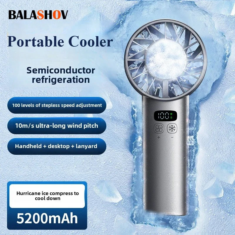 FrostCool Mini-Eisventilator | High-Speed Kühlung | USB-Aufladung & LED-Display