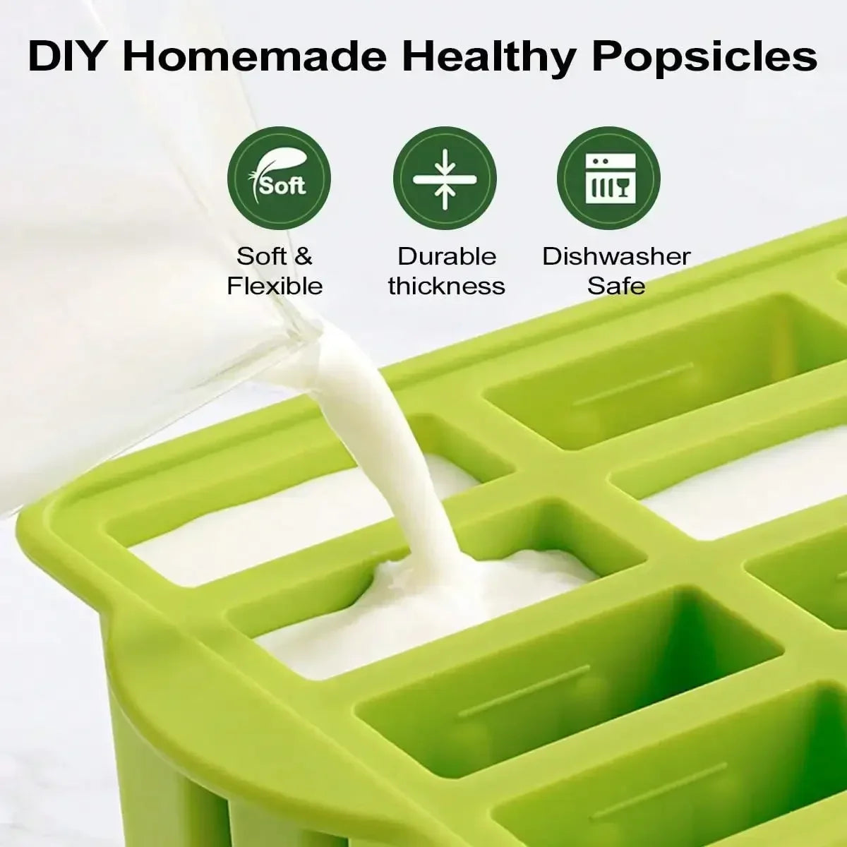 PopFreeze | Silikon Eisformen-Set | BPA-frei & Wiederverwendbar | Mit Holzstielen für DIY Eis