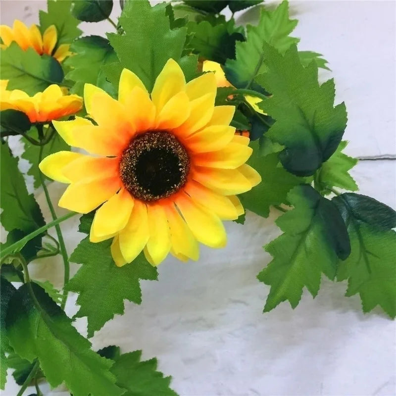 SunFlare | Kunstblumen-Girlande Sonnenblume | Flexibel & Wetterbeständig | 2,6m Länge