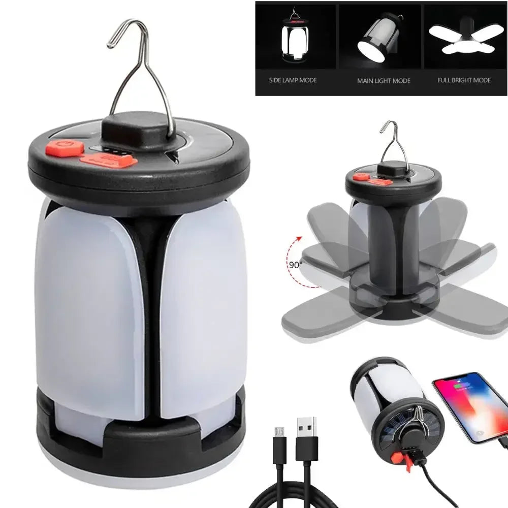 SOLARIGHT Solar Campinglampe | 6 Leuchtmodi | Powerbank Funktion | USB & Solar-Ladung