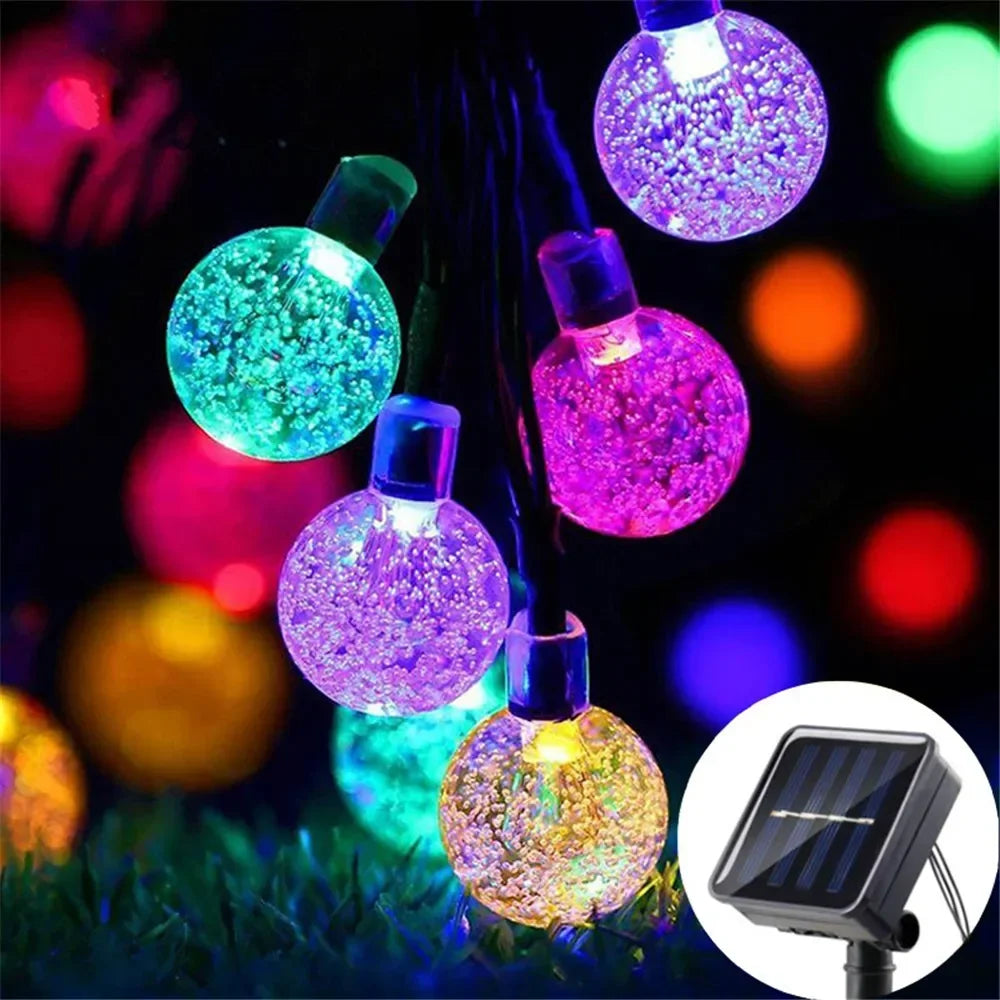 LumaGlow Solar Lichterkette | Kristallkugeln mit 8 Modi | Für Garten & Terrasse