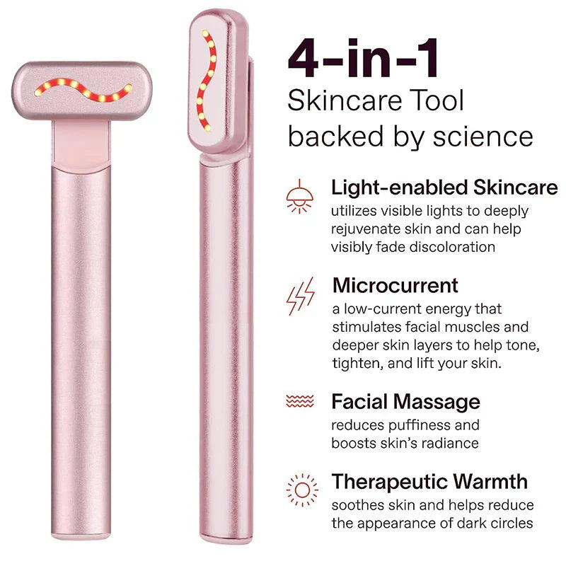 GlowVibe Pro | Anti-Aging Gesichtsmassagegerät | Rotlichttherapie, EMS Mikroströme & Vibration | Hautstraffung & Faltenreduktion