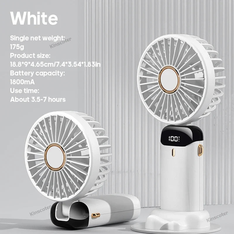Airlio BreezeFlex | Mini-Ventilator 3-in-1 | Powerbank & LED-Display | 5 Windstufen | Tragbar & Verstellbar