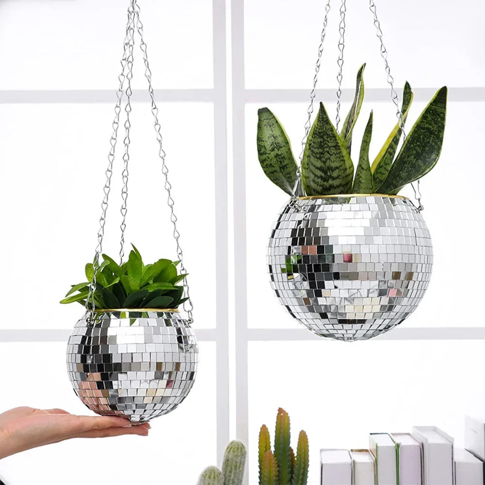 GlowSphere Lunara | Disco Pflanzenhänger | Retro-Design | Für Boho- & Urban Jungle Styles