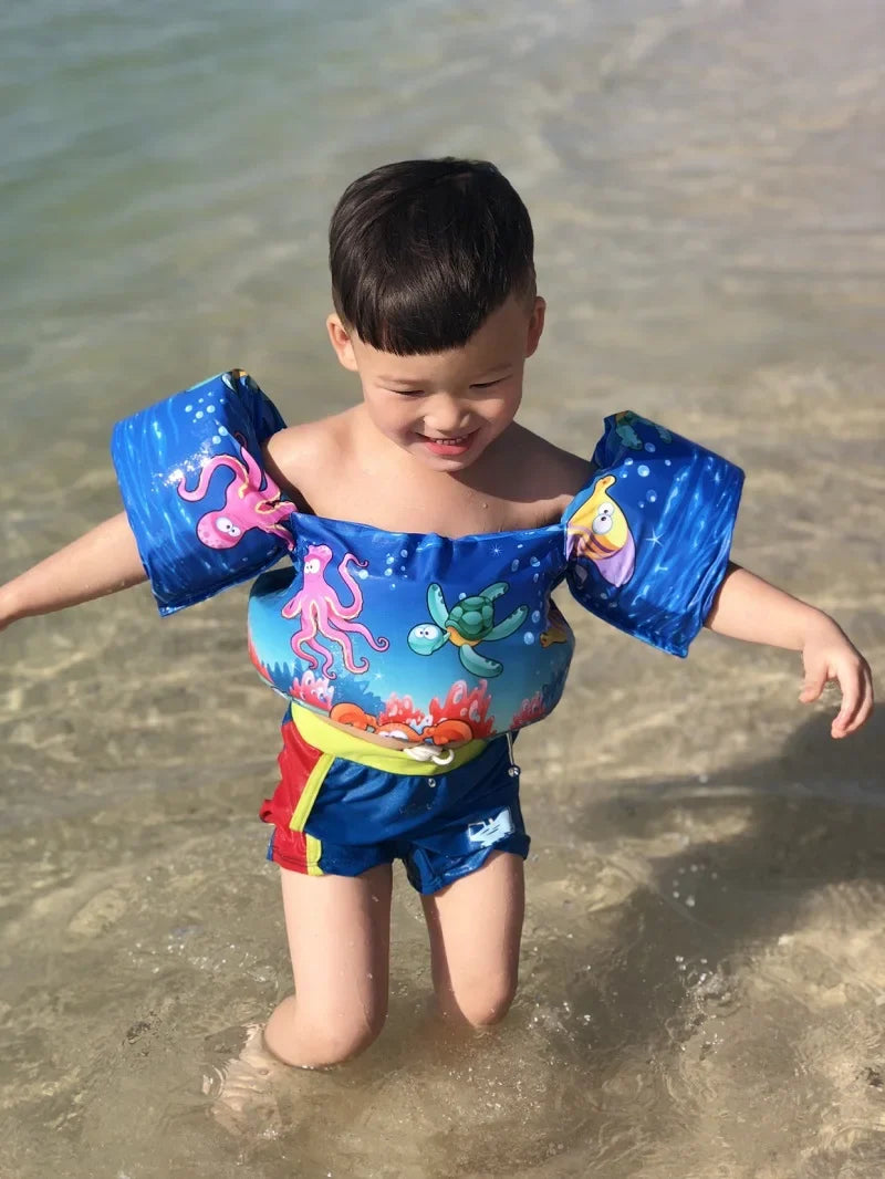 Aquabini Kinder Schwimmhilfe | Schwimmweste mit Armflügeln | Verstellbar & Sicher | Buntes Design