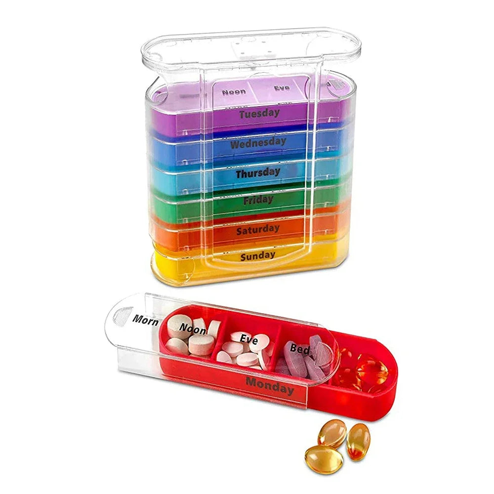 VitalEase Pillenbox | 7 Tage Organizer | Bunte Module | BPA-frei