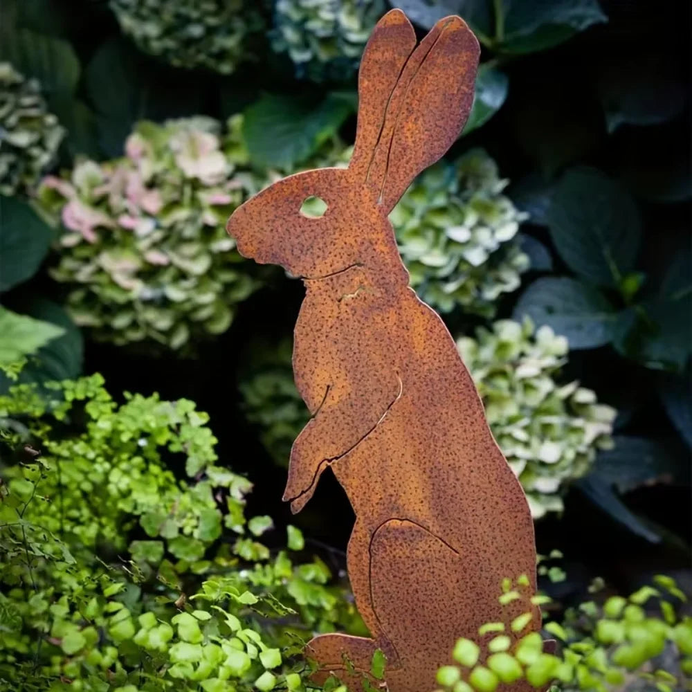 RustyHare | Hasen-Gartenstecker | Rost-Finish | Wetterfest & Dekorativ