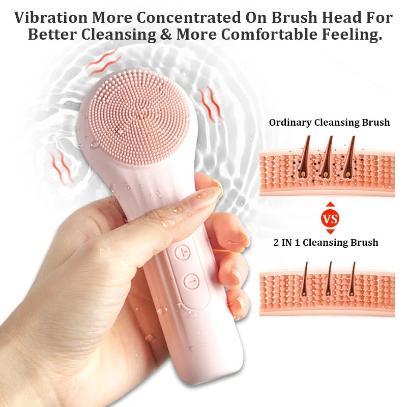 GlowSonic Touch | 2-in-1 Gesichtsreinigungs- & Massagebürste | Hygienisches Silikon | Für strahlend reine Haut