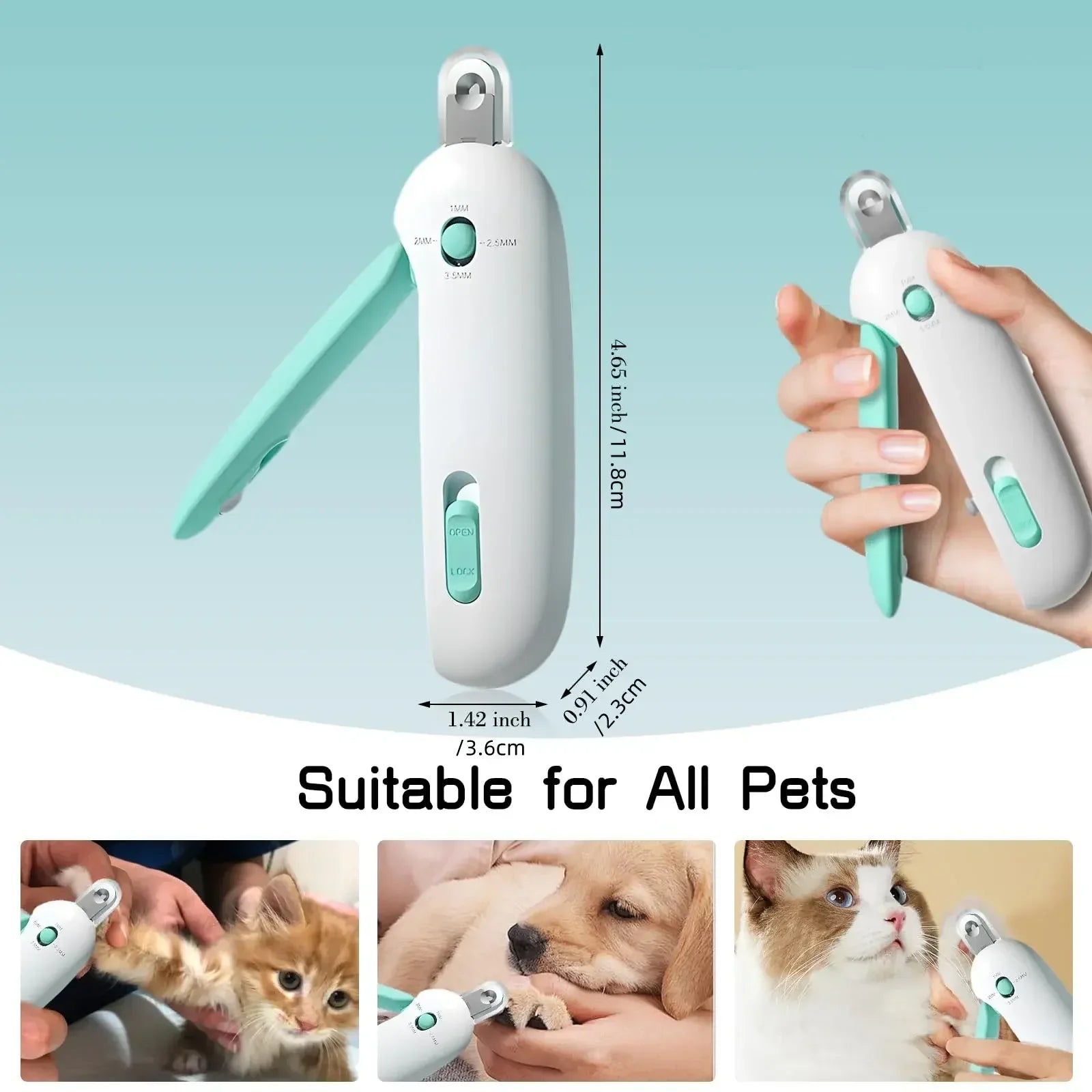 PawTrim | Krallenschneider für Haustiere | Verstellbare Öffnung, Edelstahlklingen & Sicherheitsverschluss | Für Hunde, Katzen & Kleintiere