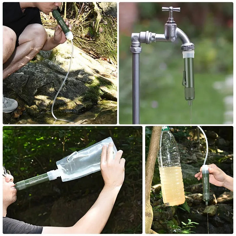 PUREFLUX Outdoor-Trinkhalm-Set | 3-Stufen Filtration | Kompakt & Leicht | Bis zu 4000L Kapazität