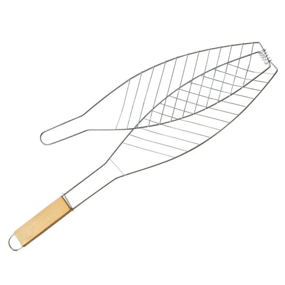 GrillFold FlexClip | Antihaft & Kompakt | Mit Holzgriff | Für Fisch & Gemüse