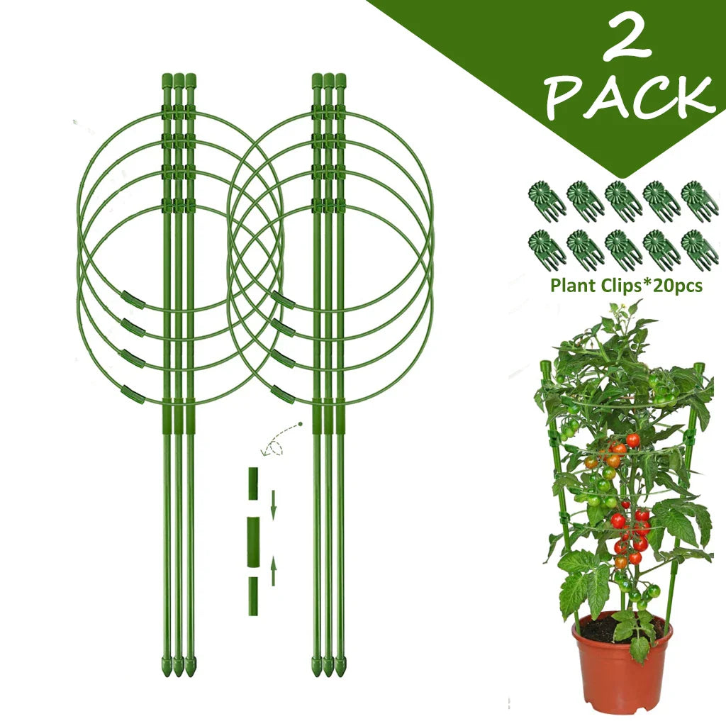 GrowFlex Tower | Höhenverstellbare Pflanzenstütze für Kletterpflanzen | Mit Clips & Anpassungsringe | Für Tomaten, Gurken & Blumen