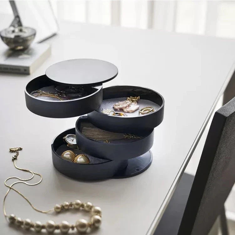 SpinBox Pro | Drehbare Aufbewahrungsbox für Schmuck & Kosmetik | Staubgeschützt & Platzsparend | Für Make-up & Accessoires