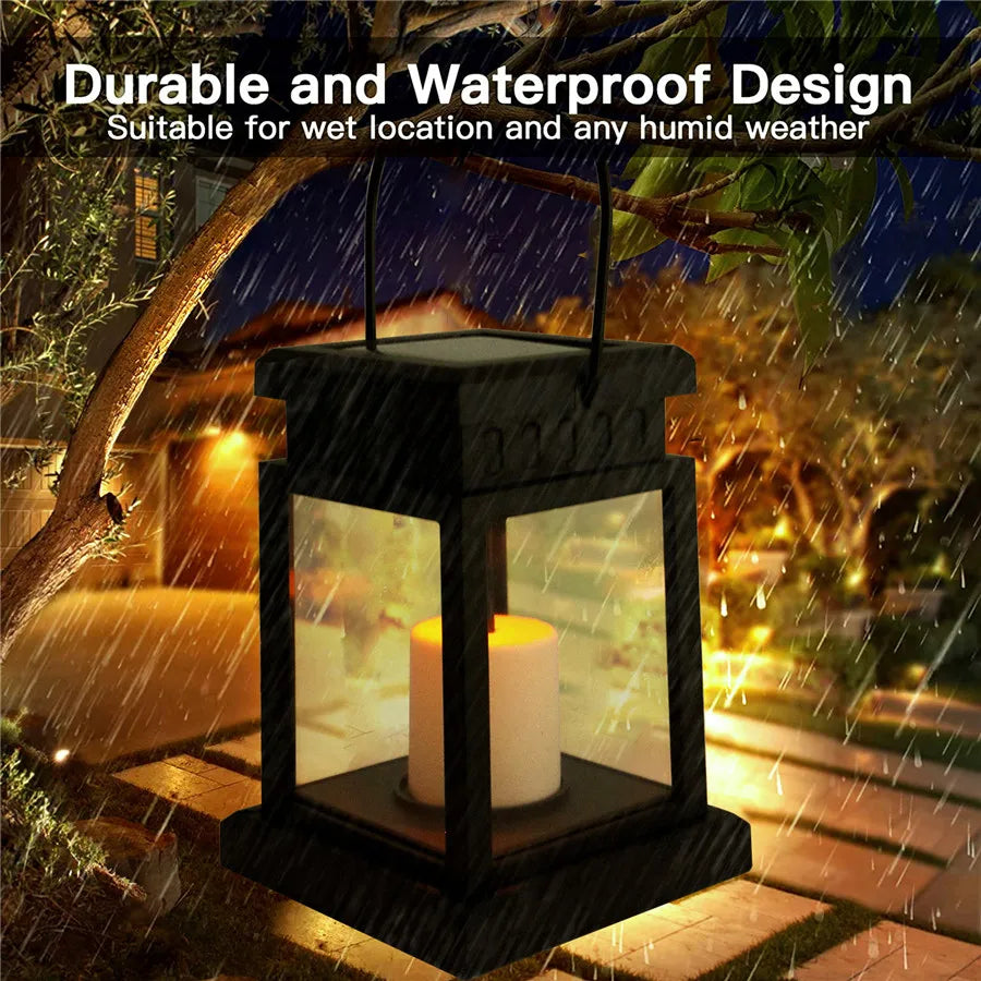 GlowAura Solar Lantern | Kerzenlicht-Effekt | Automatischer Dämmerungssensor | Wetterfest IP44