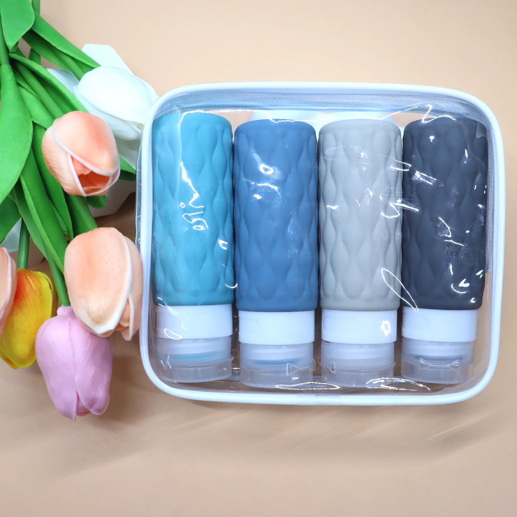TravelFlex | Kompaktes Silikon Flaschenset | Auslaufsicher und TSA-konform