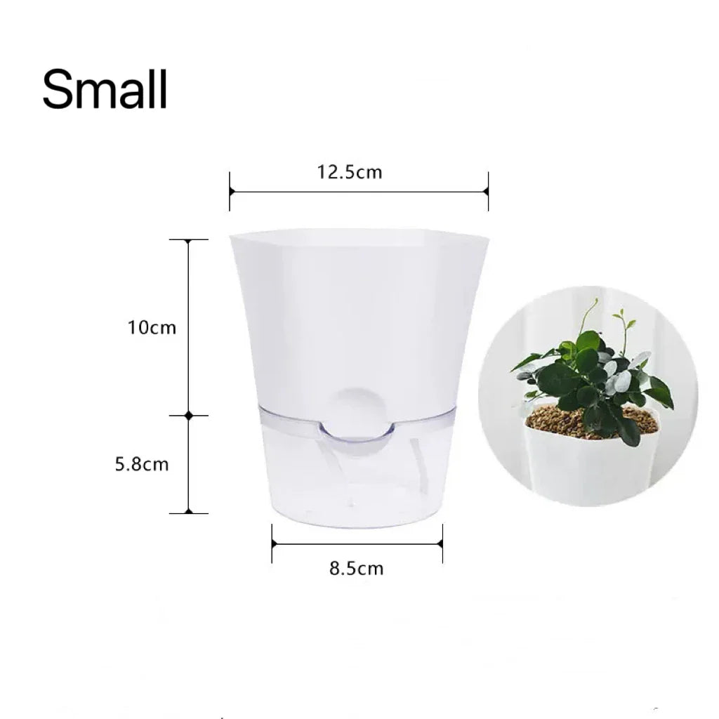 Plantilo Selbstbewässernder Blumentopf | Transparent | Automatische Wasserzufuhr | Für Zimmerpflanzen