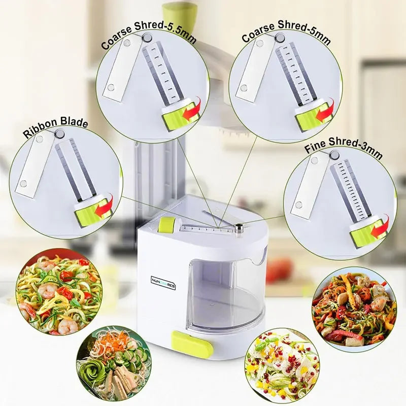 VeggiTwist | 4-in-1 Spiralschneider | Edelstahlklingen, rutschfest & kompakt | Zoodles, Gemüsespaghetti & kreative Low-Carb-Gerichte