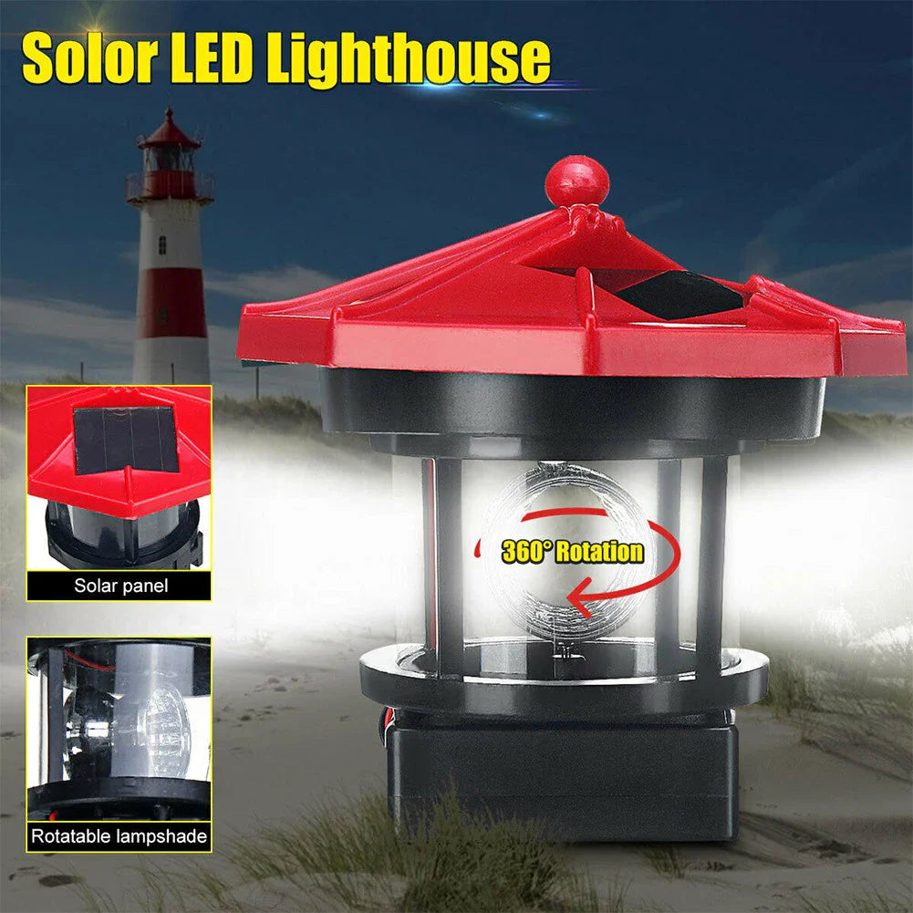 LumaSphere SolarLight | Leuchtturm-Design | Automatisches Drehen & Solarbetrieb | Wetterfest