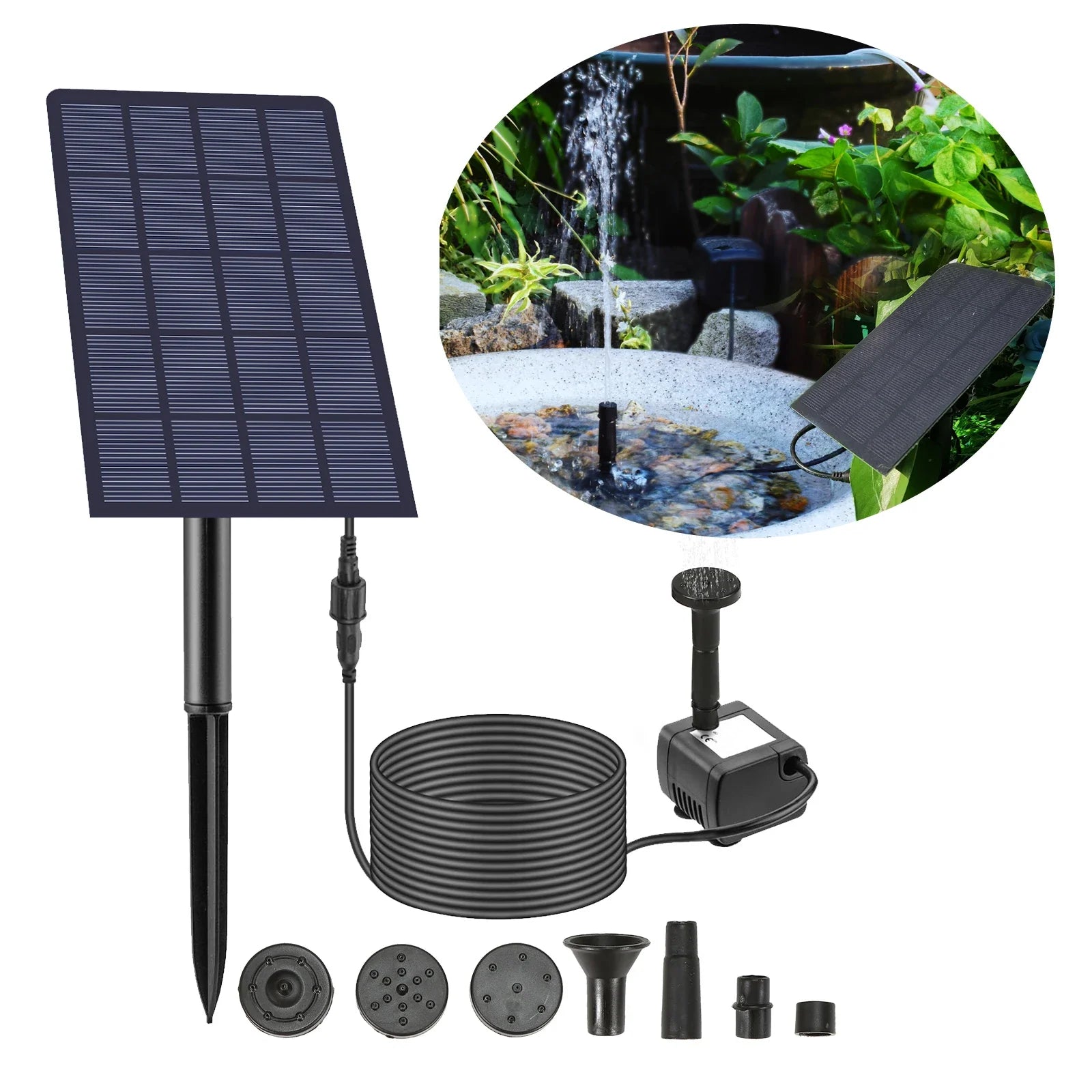 AquaSpark Solar-Wasserpumpe | 6-in-1 Set | Solarbetrieben für Teich & Garten