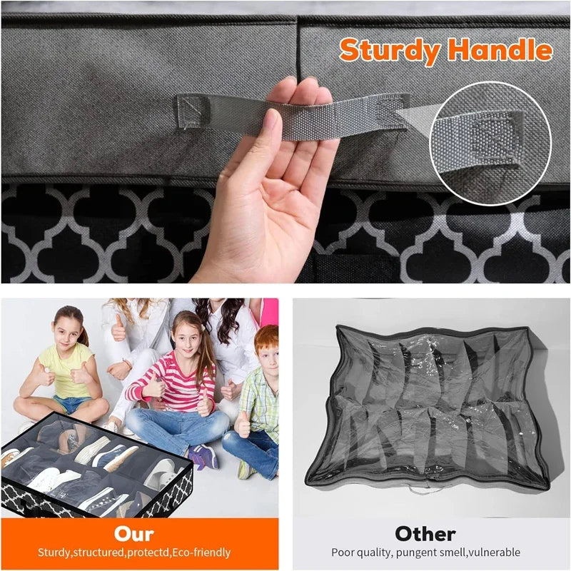 Subvento Unterbett Organizer | Faltbar & Staubfrei | Mit Sichtfenster & Griffen | Hellgrau  html Copy Edit