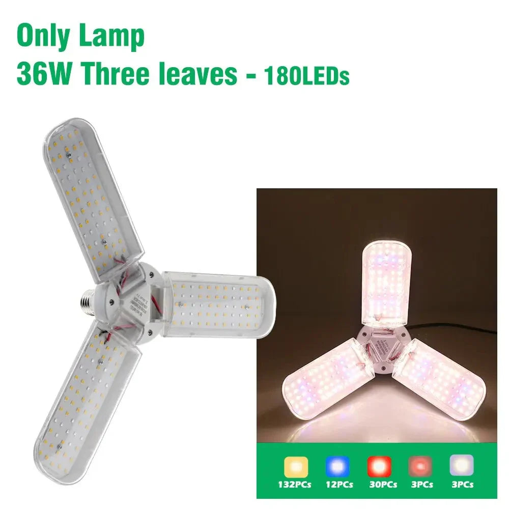 Floriva Pflanzenlampe | Faltbares Flügeldesign | Vollspektrum LED | 24W 36W 48W | E27 Sockel