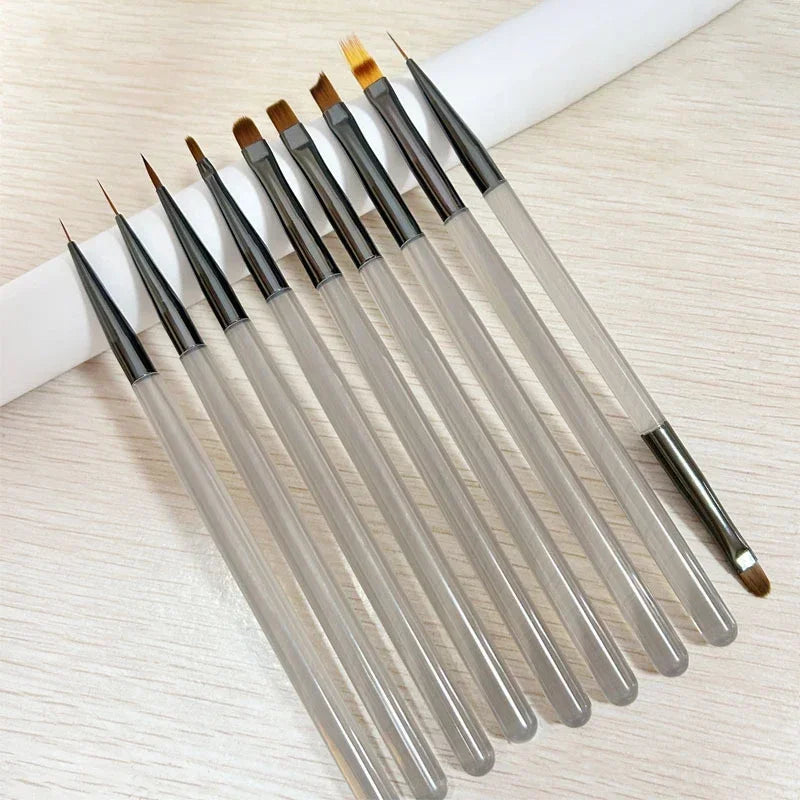 NailMaster | 9-teiliges Nail Art Pinsel-Set | Ultra-feine Nylonspitzen | Für Profis & Fortgeschrittene