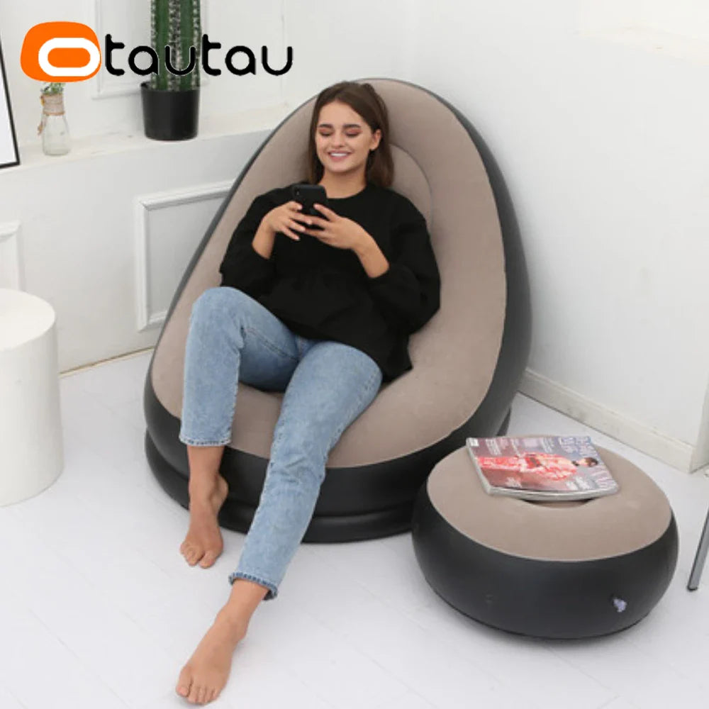 ComfortFlex | Relaxsessel mit Hocker | Ergonomisch & Mobil | Schnell Aufblasbar | Komfortabel