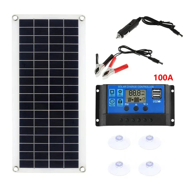 PowerSun | Solarpanel 15W | Dual USB & DC Ausgang | Kompakt und Effizient