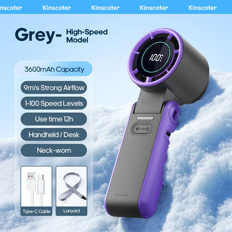 Breezivo Mini Ventilator | Ice-Cool Funktion & 3600mAh Akku | Faltbar & Leicht | Blau
