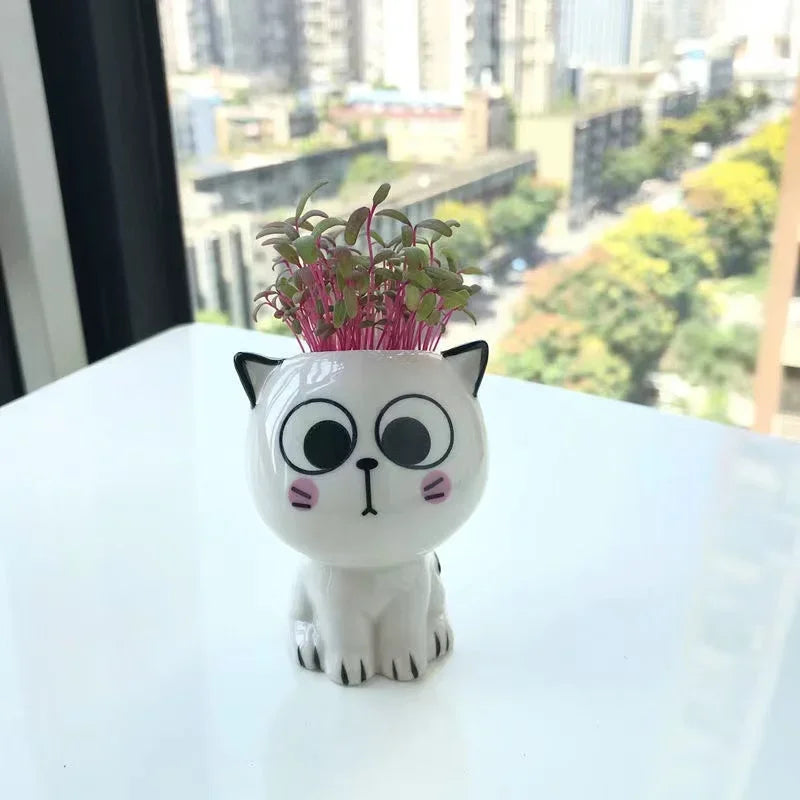 PurrPlant Mini-Keramiktopf | Niedliches Katzendesign | Für Schreibtisch & Deko
