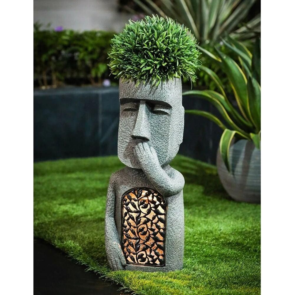 LumaFace | Solar Blumentopf mit LED | 3D-Gesichtsdesign & Wetterfest | Für Garten & Terrasse