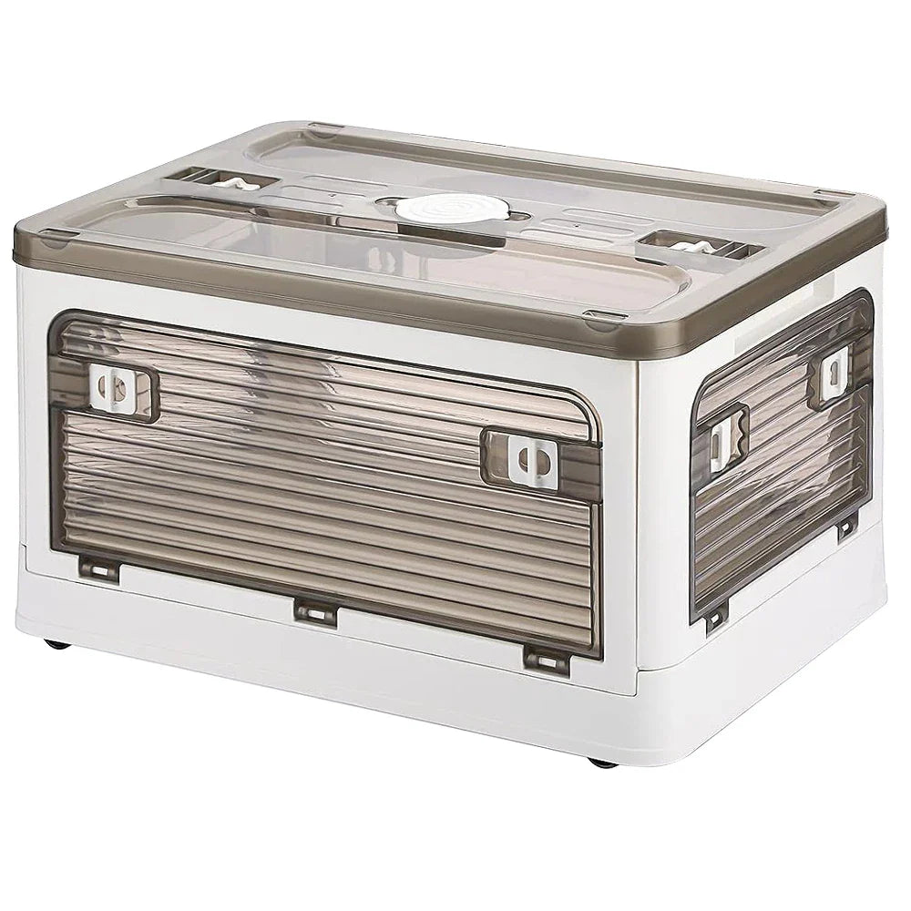 Flexora Klappbare Aufbewahrungsbox | Klare Klappbox mit Griff & Rollen | Stapelbar und Platzsparend | 27 L / 40 L / 53 L – Weiß