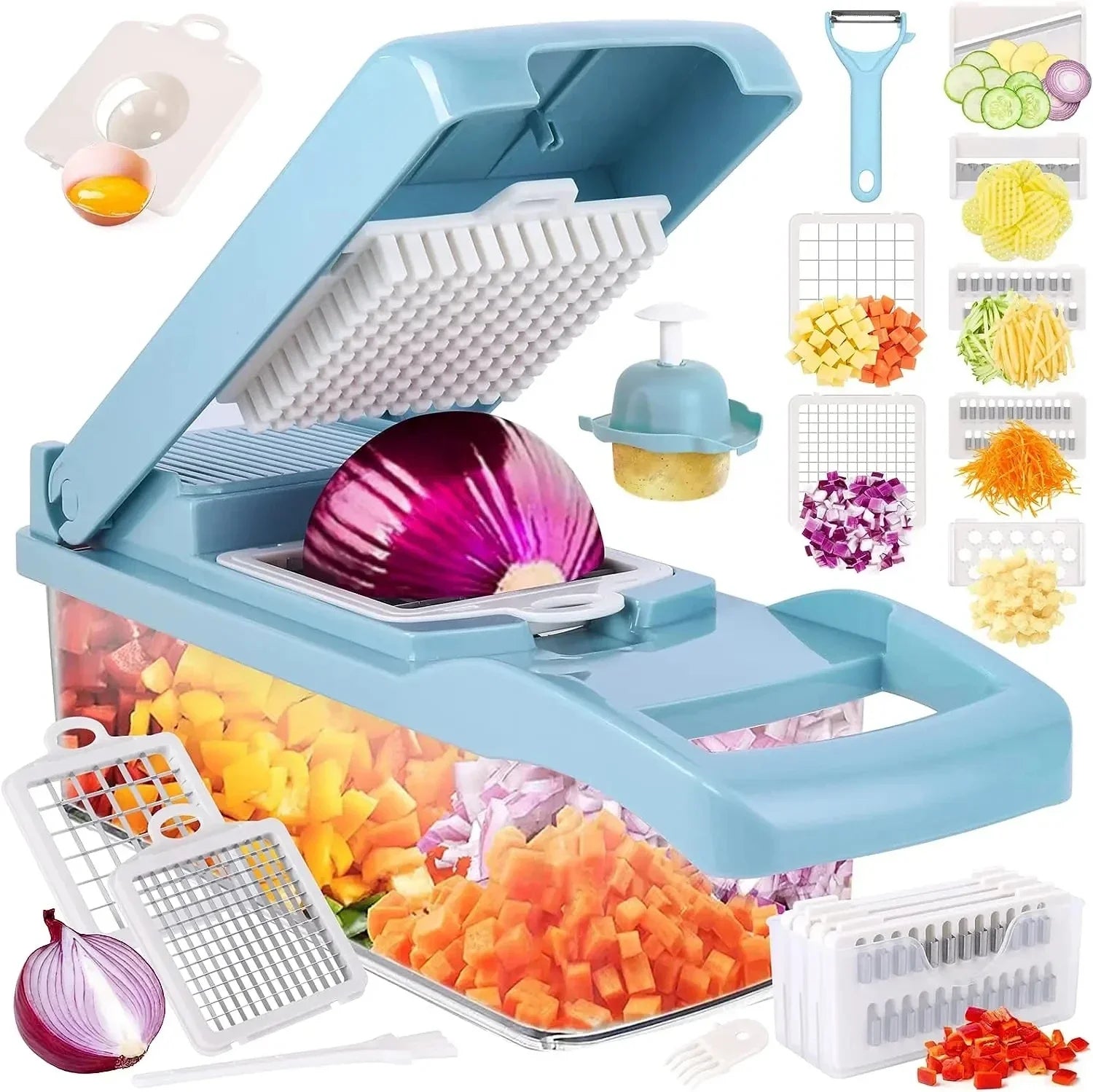 CookSmart | 12-in-1 Gemüseschneider | 7 Edelstahlklingen, rutschfest & BPA-frei | Schneiden, Würfeln, Raspeln & Hobeln für die Küche