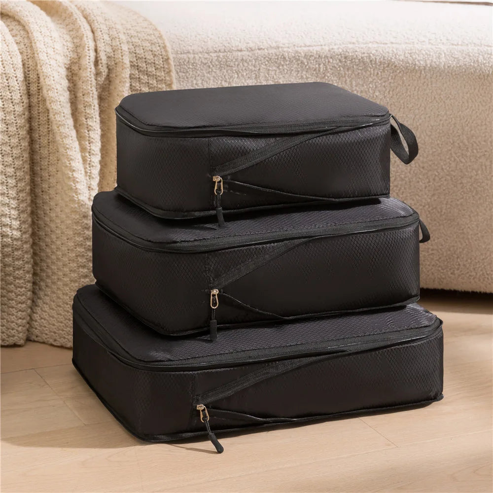 Packavio Packwürfel Set | 3 Größen & Komprimierbar | Wasserdicht & Ultraleicht | Für Reisen & Alltag