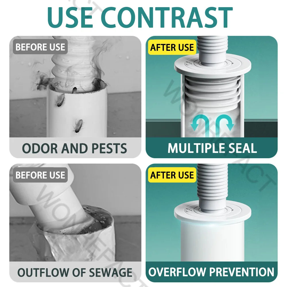 Sealora Silikon-Abflussblocker | Gegen Gerüche, Insekten & Rückfluss | Universaldichtung für 3,5–7,5 cm Rohre | Werkzeuglose Montage