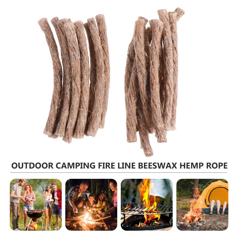FireStarter Natur | Hanf Dochte | Feuerfest & Wetterbeständig | 10 Stück Set