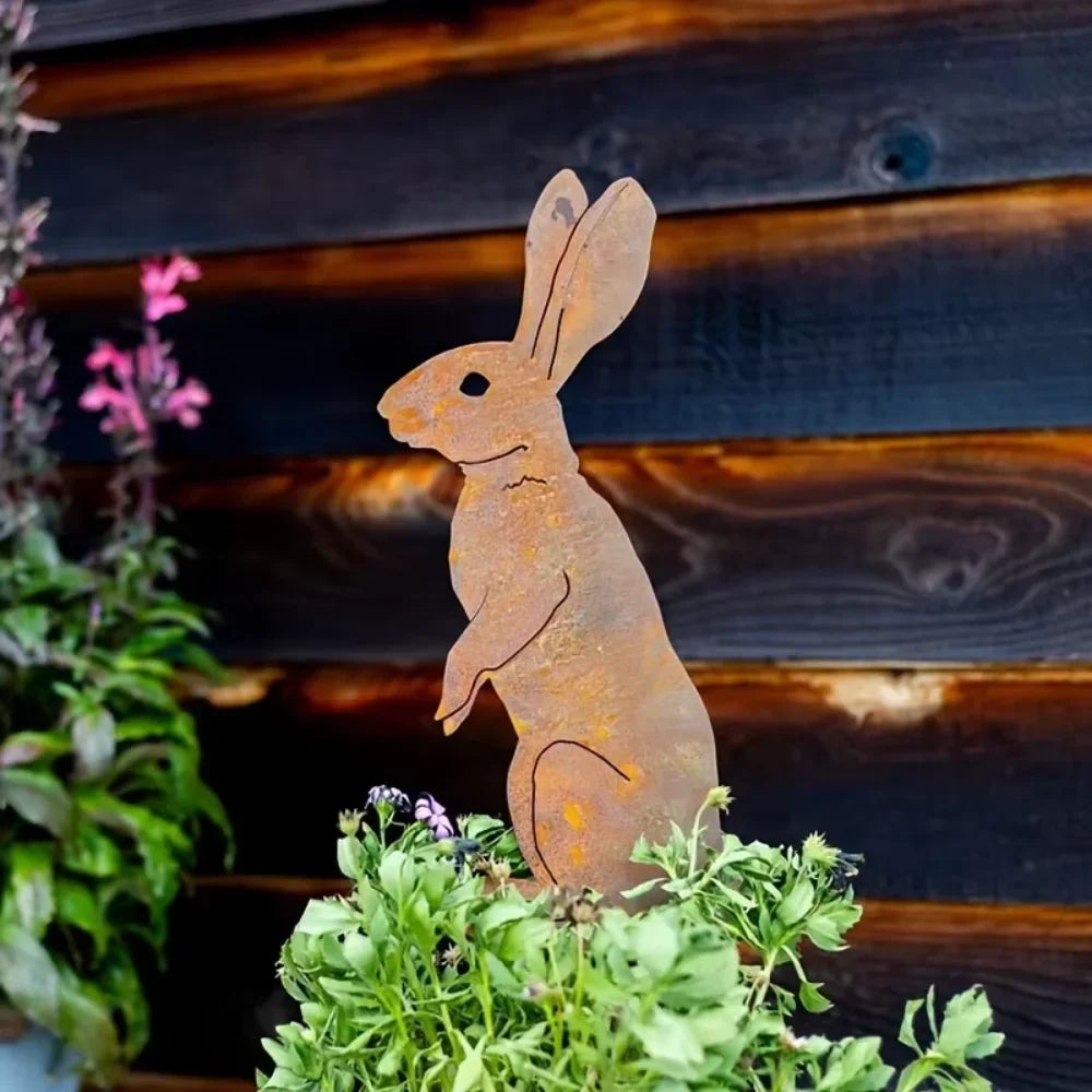 RustyHare | Hasen-Gartenstecker | Rost-Finish | Wetterfest & Dekorativ