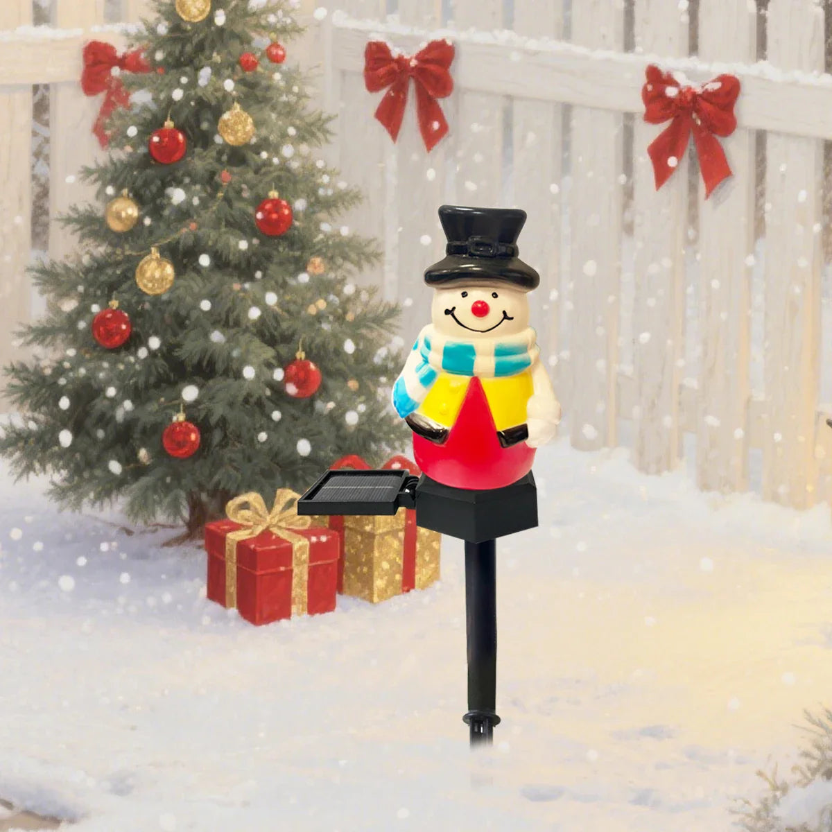 FrostyGlow Solar-Schneemannlampe | LED-Gartenleuchte | Wasserdicht, Energieeffizient | Außenweihnachtsdekoration